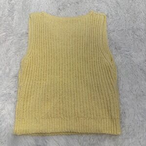 Abercrombie Fitch Yellow Knit Sweater Vest Women Size S Sleeveless Crew Neck